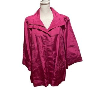 Lafayette 148 Linen and Viscose Zip Jacket in Magenta. Size 16 EUC